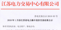 2018年1月江蘇省電力集中競價交易結果公示