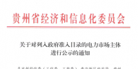 貴州擬列入政府準(zhǔn)入目錄的電力市場主體公示名單