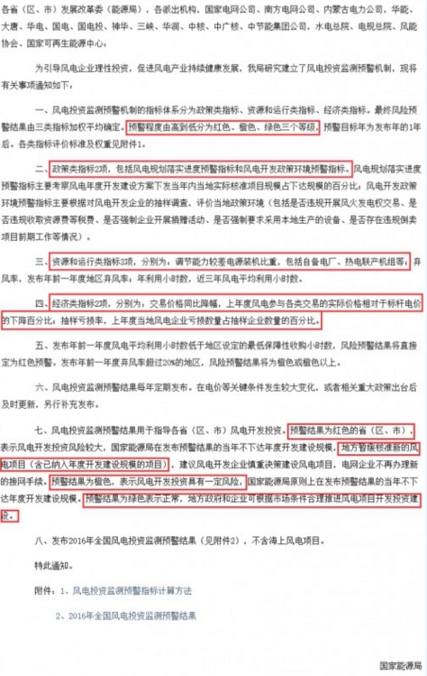 “三色預警”指導風電開發(fā) 5個地區(qū)一片紅