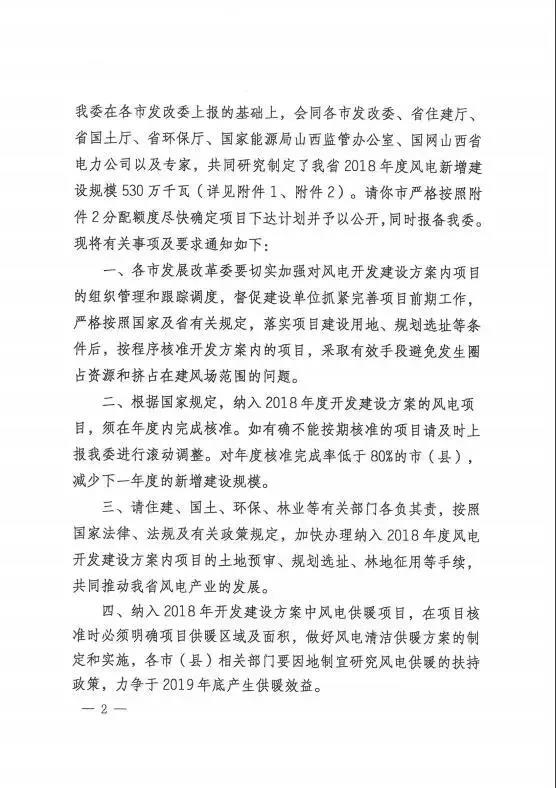 96個項(xiàng)目！山西省正式印發(fā)2018年度風(fēng)電開發(fā)建設(shè)方案