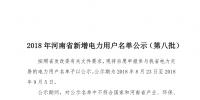 河南公示2018年第八批1472家電力用戶(附名單)