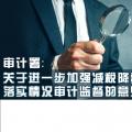審計署：關于進一步加強減稅降費政策措施落實情況審計監(jiān)督的意見
