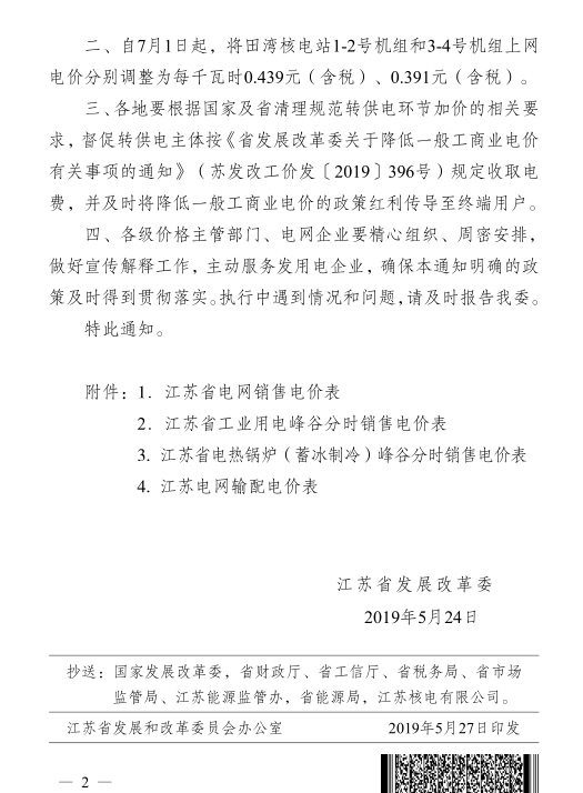 江蘇第二次降電價！一般工商業(yè)及其它用電類別電價降4.15分/度