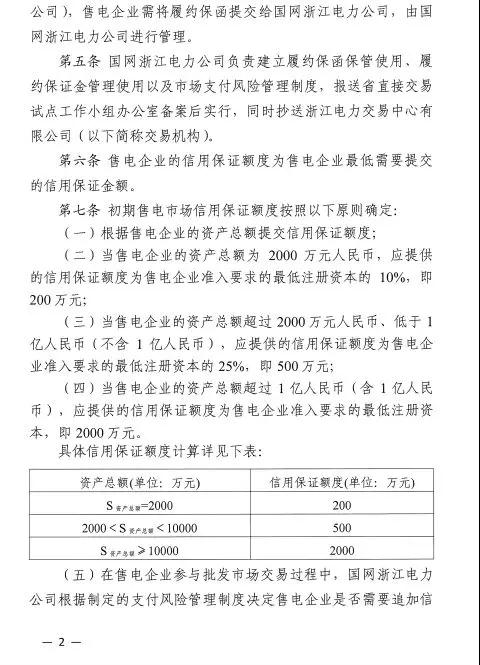新規(guī)！浙江擬按售電企業(yè)資產(chǎn)總額繳納保函 最高2000萬(wàn)